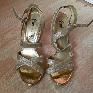 Gold strap high heels